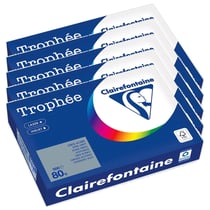 Lot de 5 ramettes FSC CLAIREFONTAINE - 500 feuilles - Gris Acier - A4 - 80g