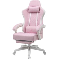 Chaise de gaming ergonomique GTPLAYER - Tissu - Blanc rose - 50 x 54 x 135 cm