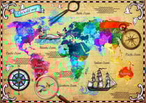 Puzzle 2000 pièces - Colorful World Map - Bluebird Puzzle