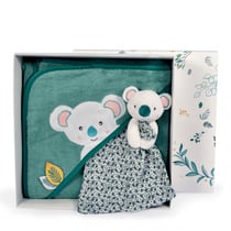 Coffret cadeau cape de bain et Doudou Yoca le koala - 80 x 80 cm