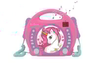 Lecteur CD portable avec 2 microphones coloris Licorne