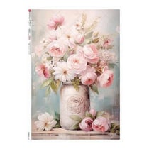 1 feuille de papier de riz 22.5 x 32 cm découpage collage Paper Designs BOUQUET DE FLEUR ROSE 0424