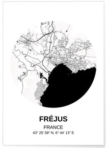 Affiche Carte Fréjus | A3 : 29,7x42cm