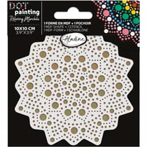 Pochoir - Pour dot painting - Mandala - 10cm - Forme en bois + support - Aladine