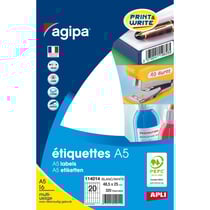 Apli 114014 - Etiquettes multi-usage blanches 48,50 x 25mm A5