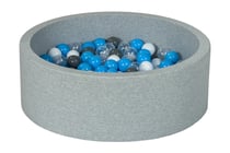 Piscine à balles Aire de jeu + 200 balles blanc, transparent, gris, bleu clair - Velinda