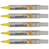 Lot de 5 marqueurs tableaux blancs - PENTEL - MAXIFLO - Pointe conique 4,0 mm - Jaune