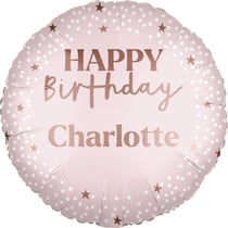 Ballon Aluminium Hélium Personnalisable Lettres - Happy Birthday Rose Ø 46 cm