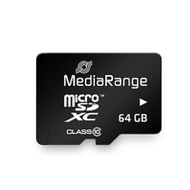 MediaRange Carte microSDXC 64 Go Classe 10 avec Adaptateur SD Transfert Rapide Noir