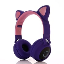 Casque Bluetooth Oreilles De Chat Pliable Avec LED Et Micro Pour Enfants Et Adultes Violet YONIS