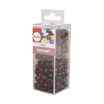 Pierres rondes, 1 cm transparentes, boîte, envr. 130pces/210g, rouge