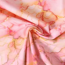 Tissu Coton imprimé Rosalith marbrures dorées sur fond Rose bébé - Au mètre
