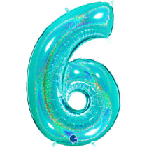 Ballon Géant Chiffre 6 Holographique Tiffany (102 cm)