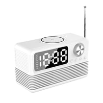Enceinte Bluetooth 5.3 Rose Radio Réveil LED Chargeur Sans Fil 15W Blanc YONIS
