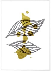 Affiche Abstract Feuille d'or 2 | A3 : 29,7x42cm