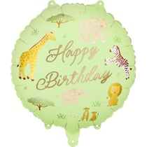Ballon Aluminium Hélium Safari ''Happy Birthday''   Ø 35 cm