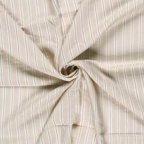 Tissu Crêpe de Viscose Basile fines rayures sur fond Beige