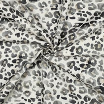 Tissu Déperlant impression digital léopard brumeux sur fond Blanc cassé