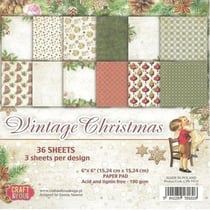36 papiers imprimés scrapbooking 15 x 15 cm CRAFT & YOU VINTAGE CHRISTMAS