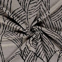 Tissu Jersey Viscose Zénaïde nervures Noires sur fond Grège