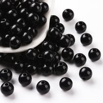 Lot de 50 Perles Opaque Acrylique Noir Diamètre 8 mm - Creation Bijoux