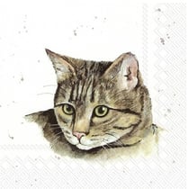 Lot de 4 serviettes en papier découpage collage 33 cm CHAT A 151