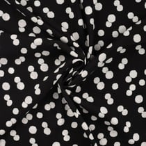 Tissu Viscose Chally Pois blancs sur fond Noir - Au mètre