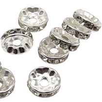 20 Perles d'espacement intercalaire strass transparent métal argenté 10 mm - grade A - création perles