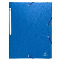 Chemises à élastiques carte lustrée 3 rabats monobloc - Bleu - x 50 - Exacompta