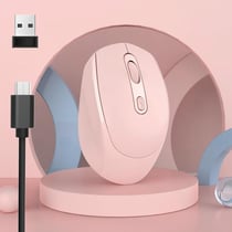 Souris Sans Fil Rechargeable Ergonomique 1600 DPI Bluetooth 5.1 2.4GHz Bleue Rose YONIS