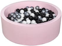 Piscine à balles Aire de jeu + 300 balles rose noir, blanc, argent - Velinda