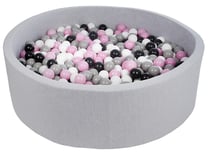 Piscine à balles pour enfant, diamètre env.125 cm, Aire de jeu + 900 balles noir,blanc,rose,gris - Velinda
