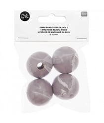 Perles de macramé en bois 35mm X4 - Rico Design Gris