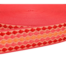 Sangle losanges multicolores 38mm fuchsia au mètre