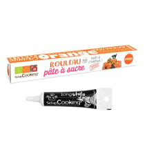 Pâte à sucre en rouleau orange Ø 36 cm + Stylo de glaçage noir