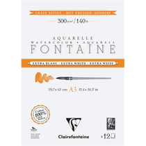 Bloc - Peinture aquarelle - Grain satiné - A3 - 29,7x42cm - 300g - Clairefontaine - Fontaine