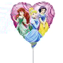 Ballon sur tige 3 Princesses Coeur