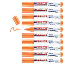 Lot de 10 marqueurs textiles permanents EDDING 4500 - Orange fluorescent - Pointe 2-3 mm