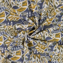 Tissu Viscose extensible Ethnique végétal sur fond Parme