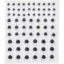 Yeux mobiles, autocollant, d 8+12+14 mm, blanc, 69 pièce, 1 flles