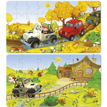 2 puzzles progressifs lovely - jack et sa jeep 24 - 36 pieces - janod - j02765