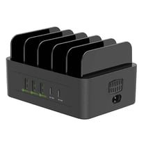 Avizar Station de Recharge 100W avec 3 USB et 2 USB-C Ventilateur Compact Noir