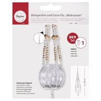 Kit: Perles bois et du fil p. Macramé, ton naturel, 1Set