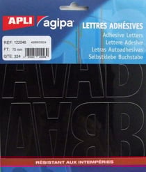 Apli 122046 - Lettres et symboles adhésives noires format 75 x 42mm