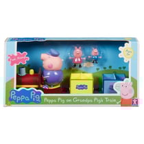 Le train de papy pig avec 3 personnages - figurines - monde imaginaire peppa pig