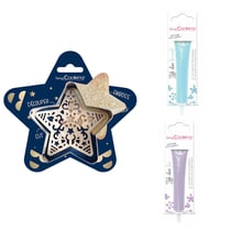Kit pour biscuit en relief Étoile + 2 Stylos au chocolat bleu pastel et lilas