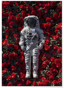 Affiche Astronaute parmi les Roses | A3 : 29,7x42cm
