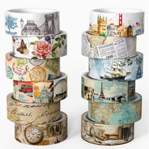 12 Rubans adhésifs washi tape collage décoration assorties 1, 5 cm x 2,5 m VOYAGE 95431