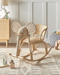 Chaise Eléphant à Bascule pour Enfant en Rotin Naturel Intérieur Chambre Salle de Jeux