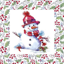 Lot de 4 serviettes en papier découpage collage 33 cm BOHOMME DE NEIGE NOEL N 610